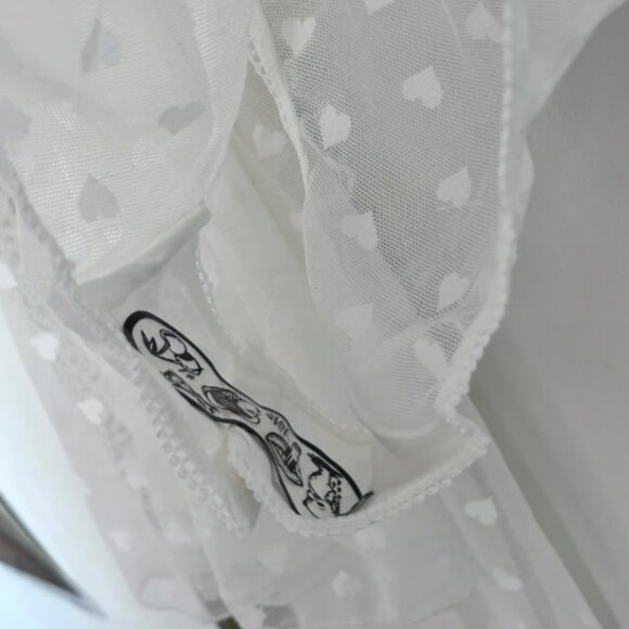 Sugar Thrillz XS White Mesh Bodysuit with Hearts - Picture 4 of 4